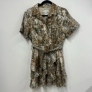 Steele brown cotton shirt dress ruffle M